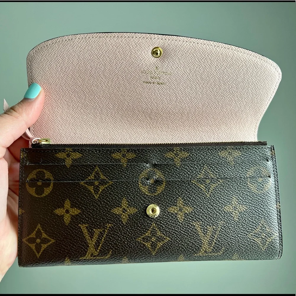 Authentic Brown Monogram Emilie Wallet (Rose Ballerina) Louis Vuitton w/ Date - Picture 2 of 11